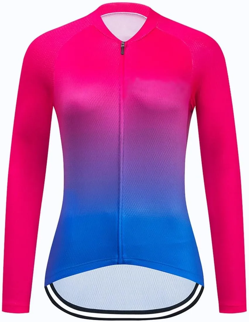 YIBIMOTTO Women's Cycling Jersey Long Sleeve Quick Dry Mountain Biking Shirts Bicycle Tops Full Zipper Sun Protection
