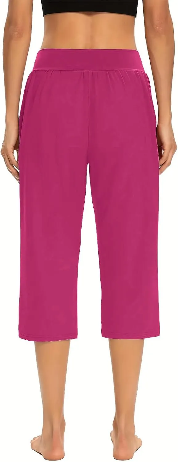Yoga Capri for Women Loose Fit Comfy High Waisted Cropped Pants Summer Going Out Capris Athletic Sweatpants Pockets
