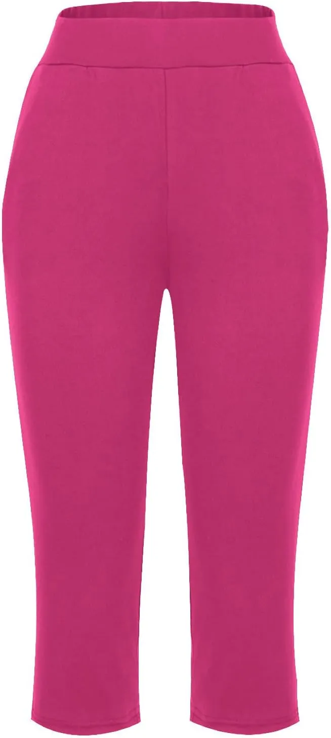 Yoga Capri for Women Loose Fit Comfy High Waisted Cropped Pants Summer Going Out Capris Athletic Sweatpants Pockets