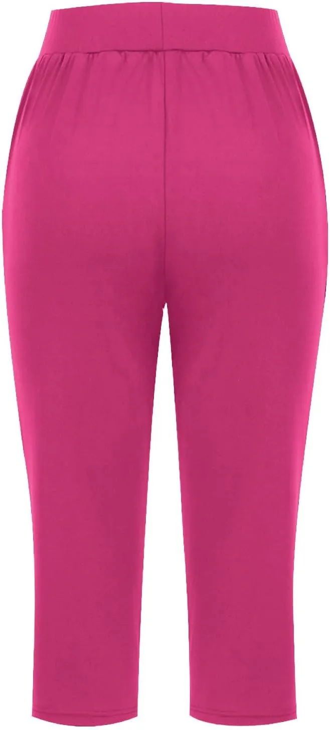 Yoga Capri for Women Loose Fit Comfy High Waisted Cropped Pants Summer Going Out Capris Athletic Sweatpants Pockets