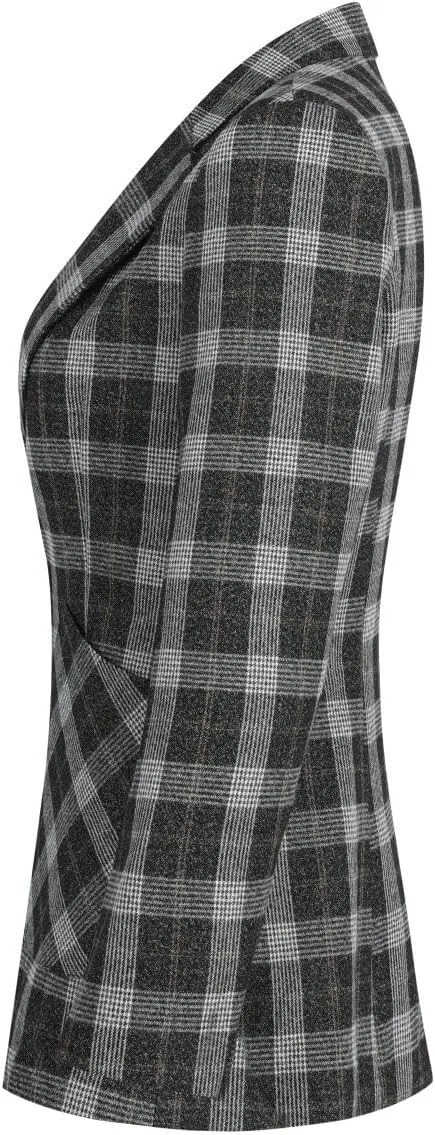YYNUDA Womens Business Blazer Solid Ruffles Stand Collar Lightweight Office Work Jacket Coat