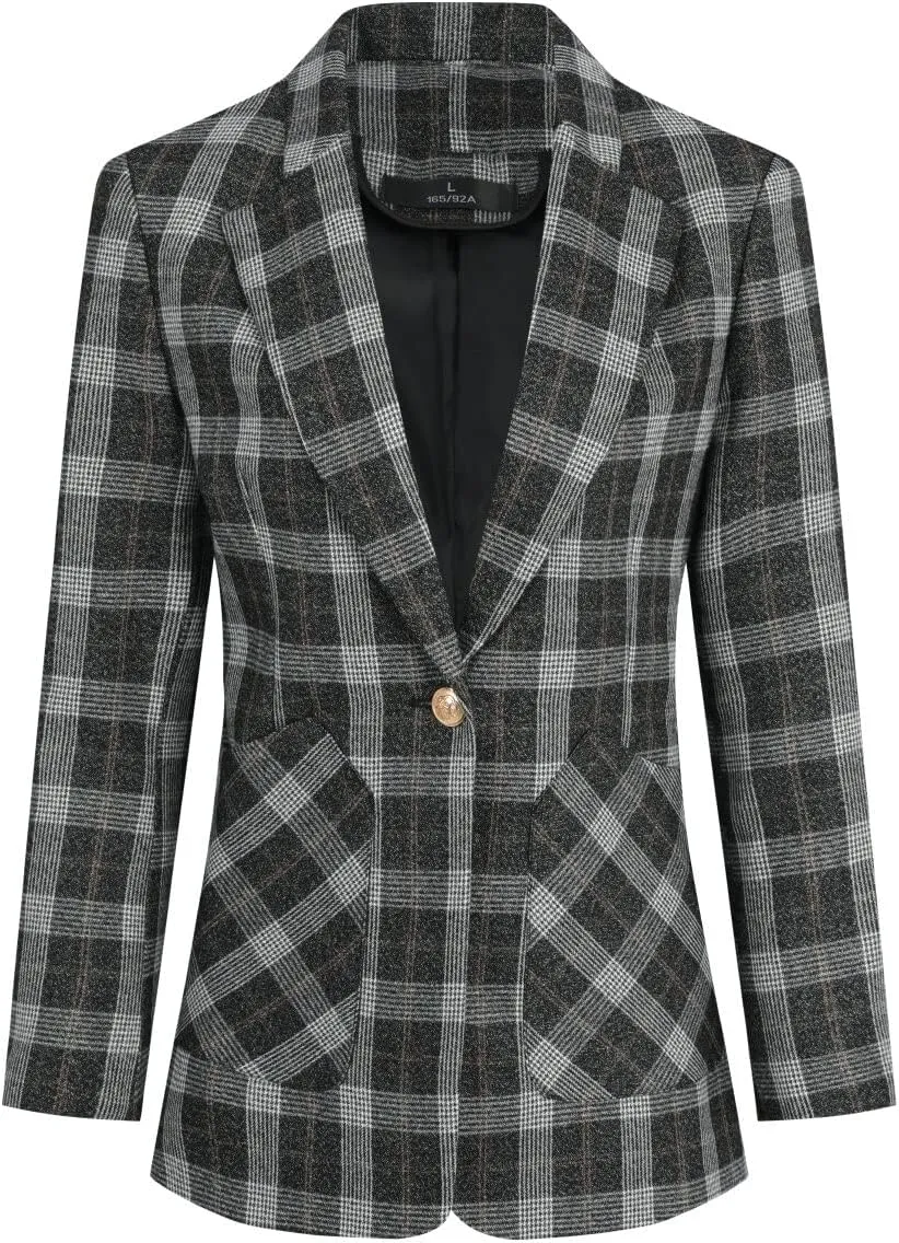 YYNUDA Womens Business Blazer Solid Ruffles Stand Collar Lightweight Office Work Jacket Coat