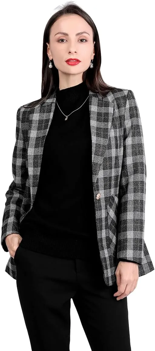 YYNUDA Womens Business Blazer Solid Ruffles Stand Collar Lightweight Office Work Jacket Coat