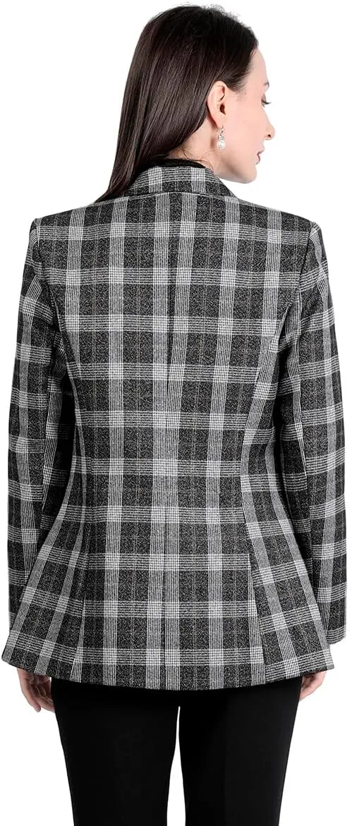 YYNUDA Womens Business Blazer Solid Ruffles Stand Collar Lightweight Office Work Jacket Coat