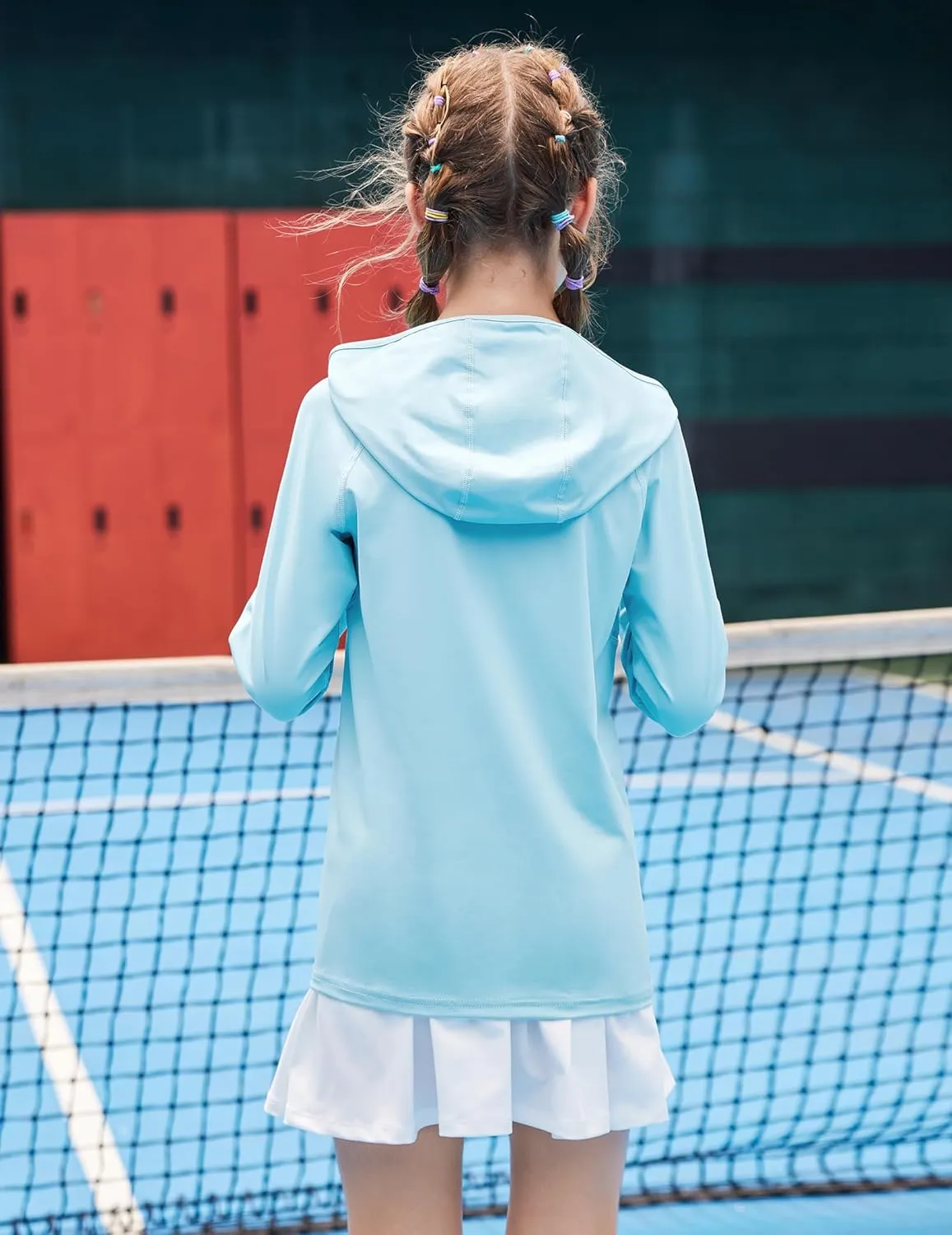Zaclotre Kids UPF50  Sun Shirt Girls Quick Dry Sun Protection Clothing Athletic Hoodie with Thumbholes