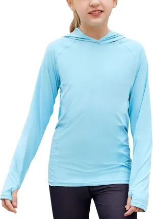 Zaclotre Kids UPF50  Sun Shirt Girls Quick Dry Sun Protection Clothing Athletic Hoodie with Thumbholes