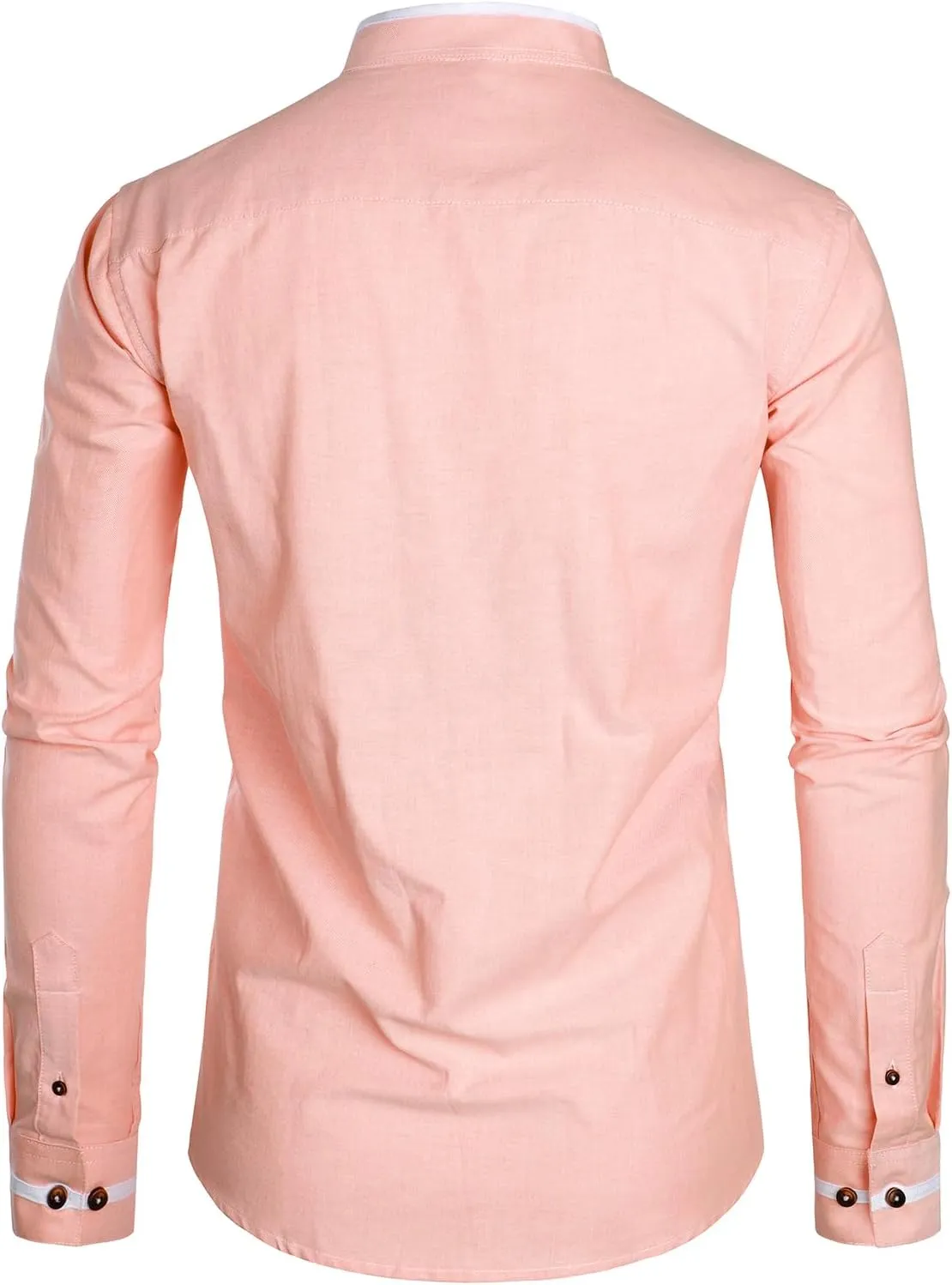 ZEROYAA Mens Hipster Mandarin Collar Slim Fit Long Sleeve Casual Button Down Oxford Dress Shirt with Pocket